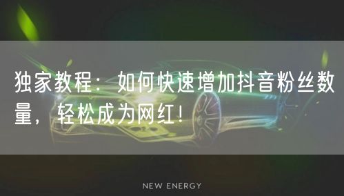 独家教程:如何快速增加抖音粉丝数量,轻松成为网红!