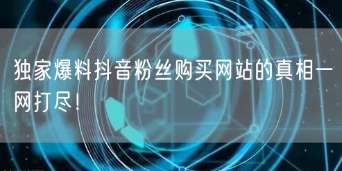 独家爆料抖音粉丝购买网站的真相一网打尽！