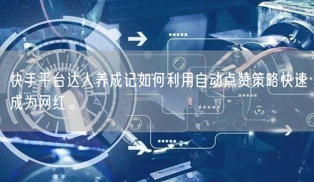 快手平台达人养成记如何利用自动点赞策略快速成为网红。