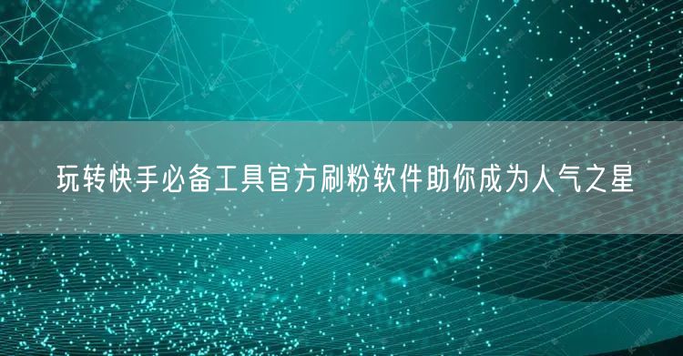 玩转快手必备工具官方刷粉软件助你成为人气之星