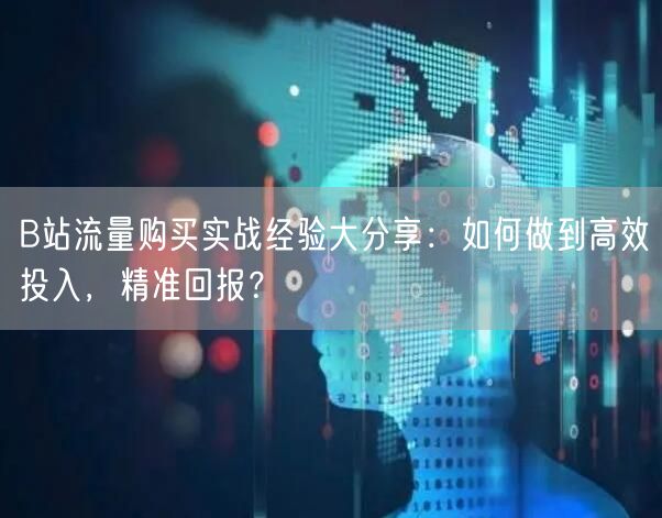 B站流量购买实战经验大分享:如何做到高效投入,精准回报?