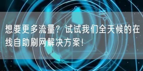 想要更多流量?试试我们全天候的在线自助刷网解决方案!