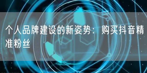个人品牌建设的新姿势:购买抖音精准粉丝