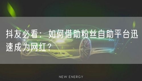 抖友必看:如何借助粉丝自助平台迅速成为网红?